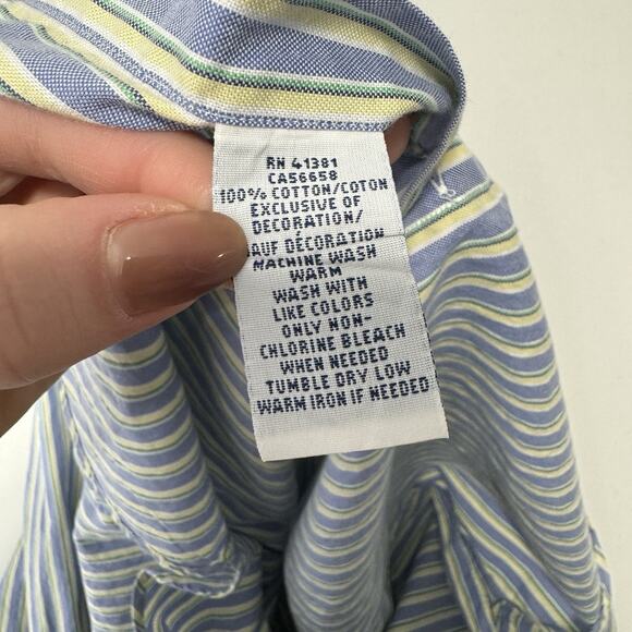 Ralph Lauren Mens Dress Shirt 16.5 Blue Striped Small Pony Button Down Preppy - Picture 11 of 12